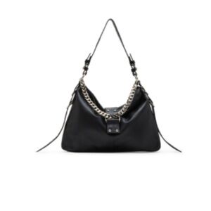 Steve Madden Black Leather Shoulder Bag with Chain Accent